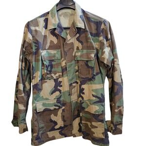 US Military Woodland Camouflage Combat Coat Medium Long EA Industries 1985
